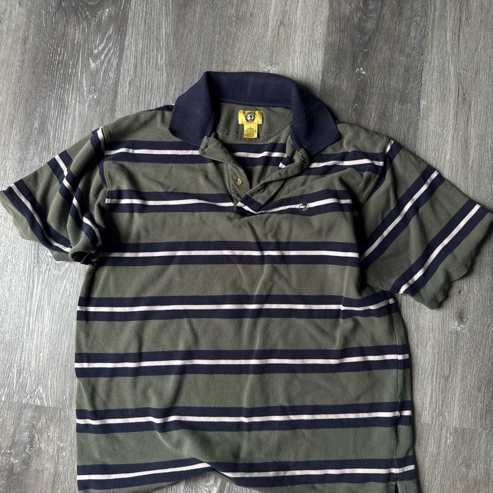 Duck Head Green and Navy Striped Polo